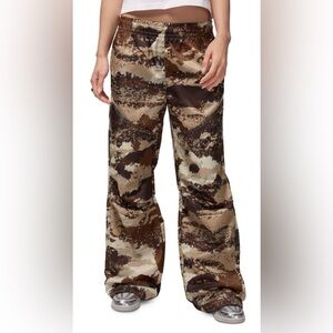 New Jordan Brooklyn Novelty Camo Womens Pants Loose Fit S, M, L (Khaki/Brown
